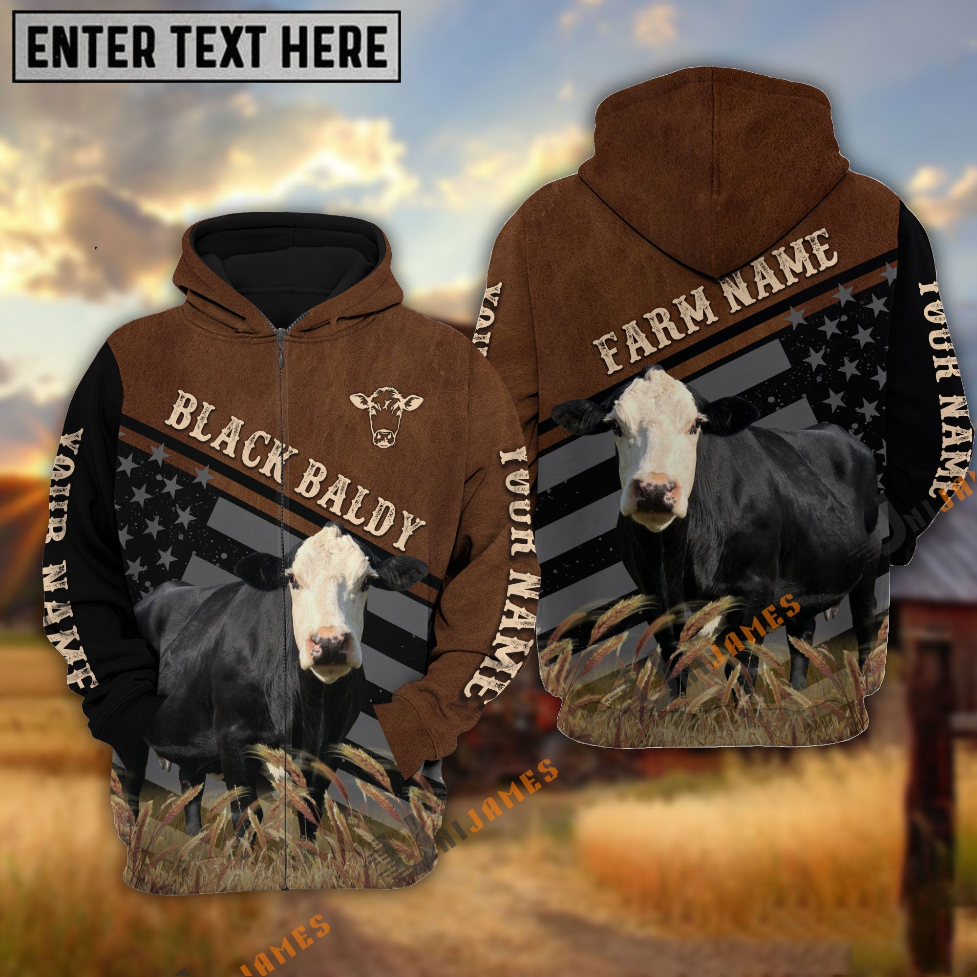 Black Baldy Black & Brown Flag Pattern Personalized Hoodie