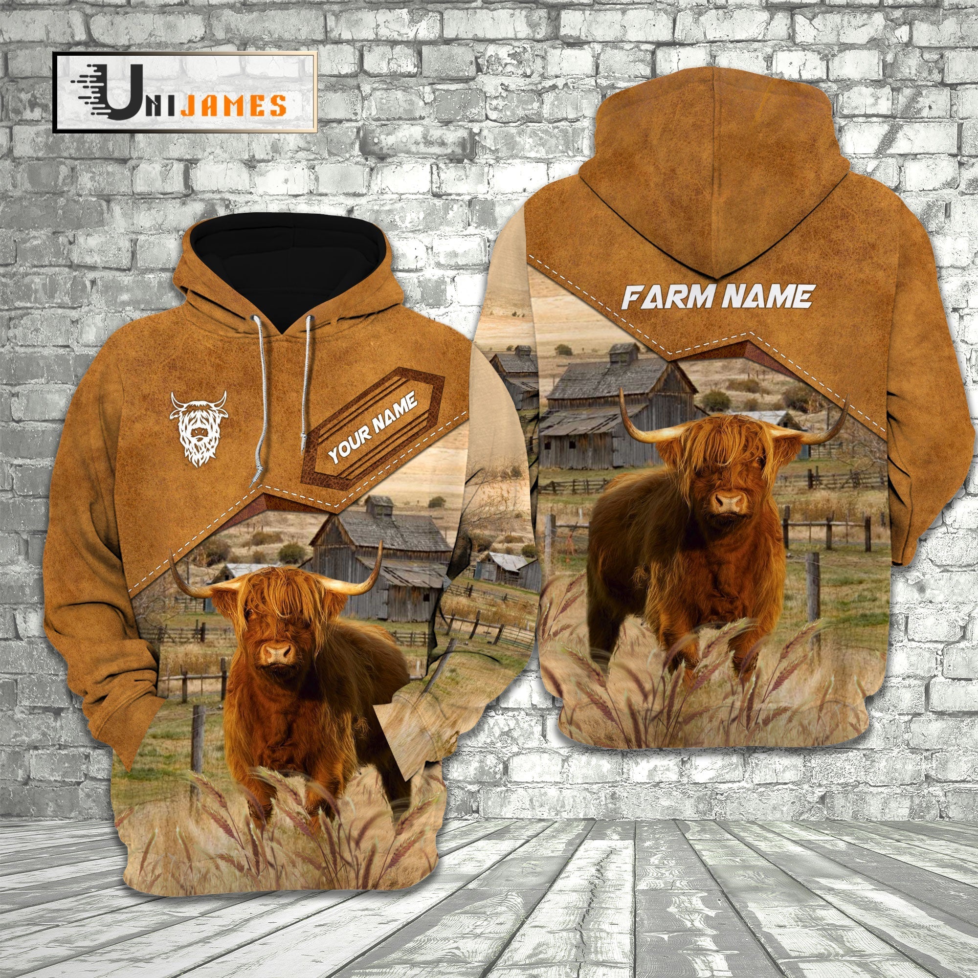 Highland Cattle Personalized Name Farming Life 3D Hoodie