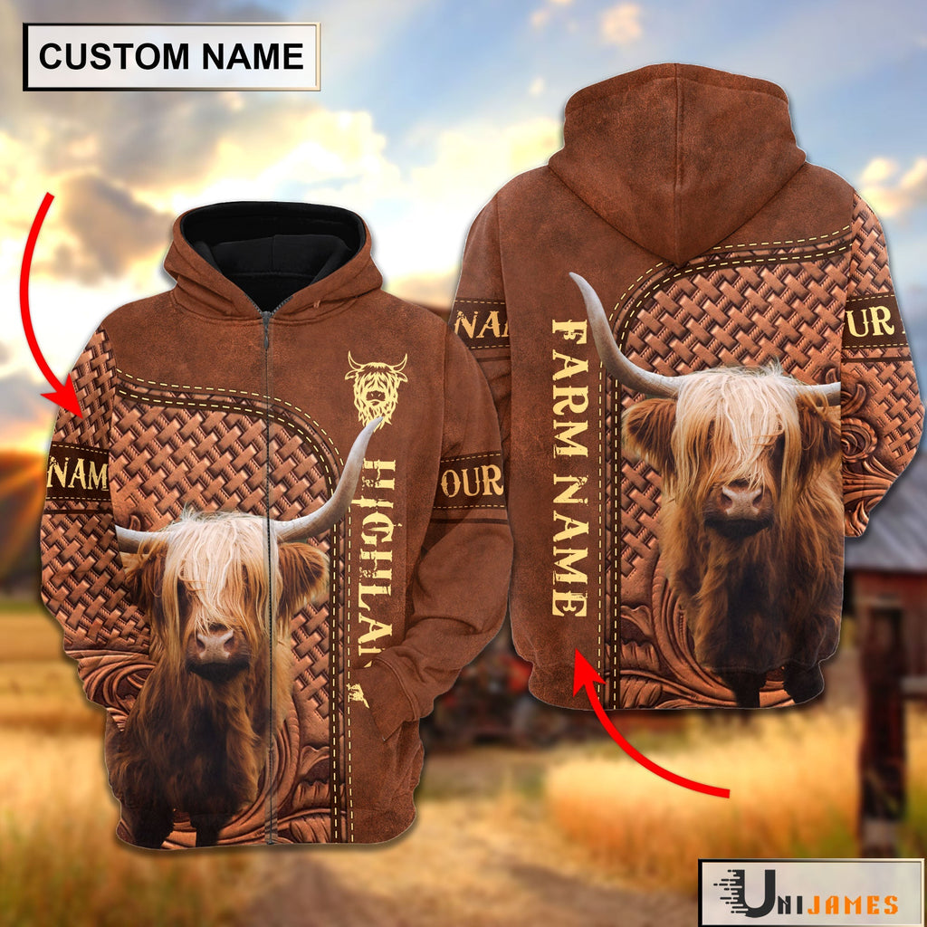Highland Cattle Farming Life Personalized Name & Farm Name Hoodie