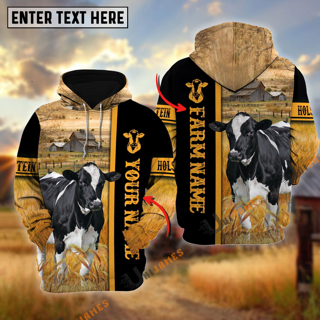 Holstein Autumn Farming Personalized Name, Farm Name 3D Hoodie