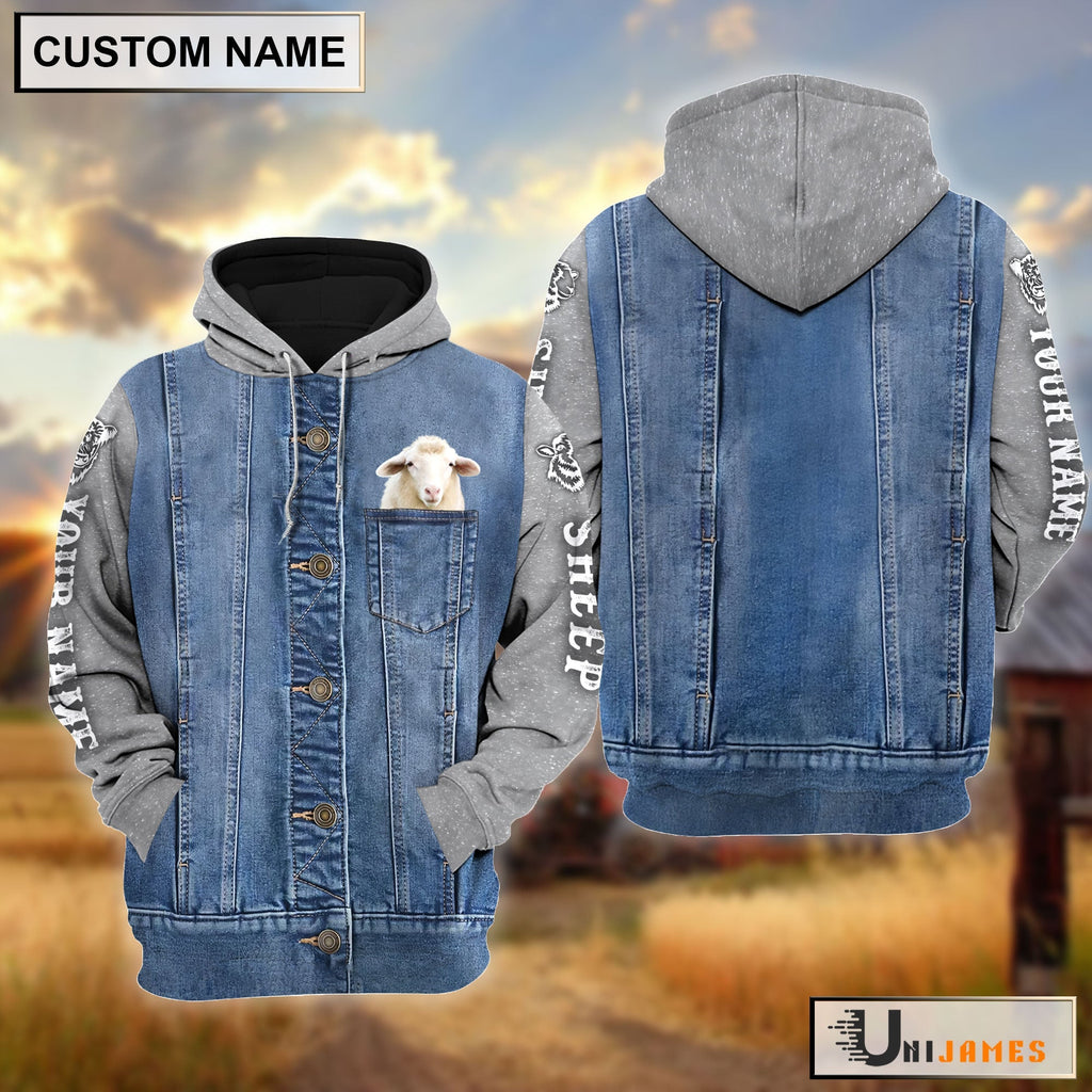 Sheep Jean Pocket Pattern Personalized Hoodie