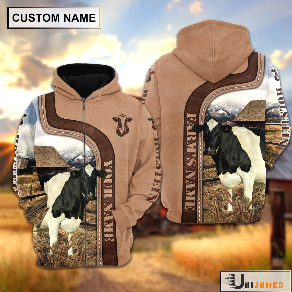 Personalized Name Holstein Light Brown Hoodie