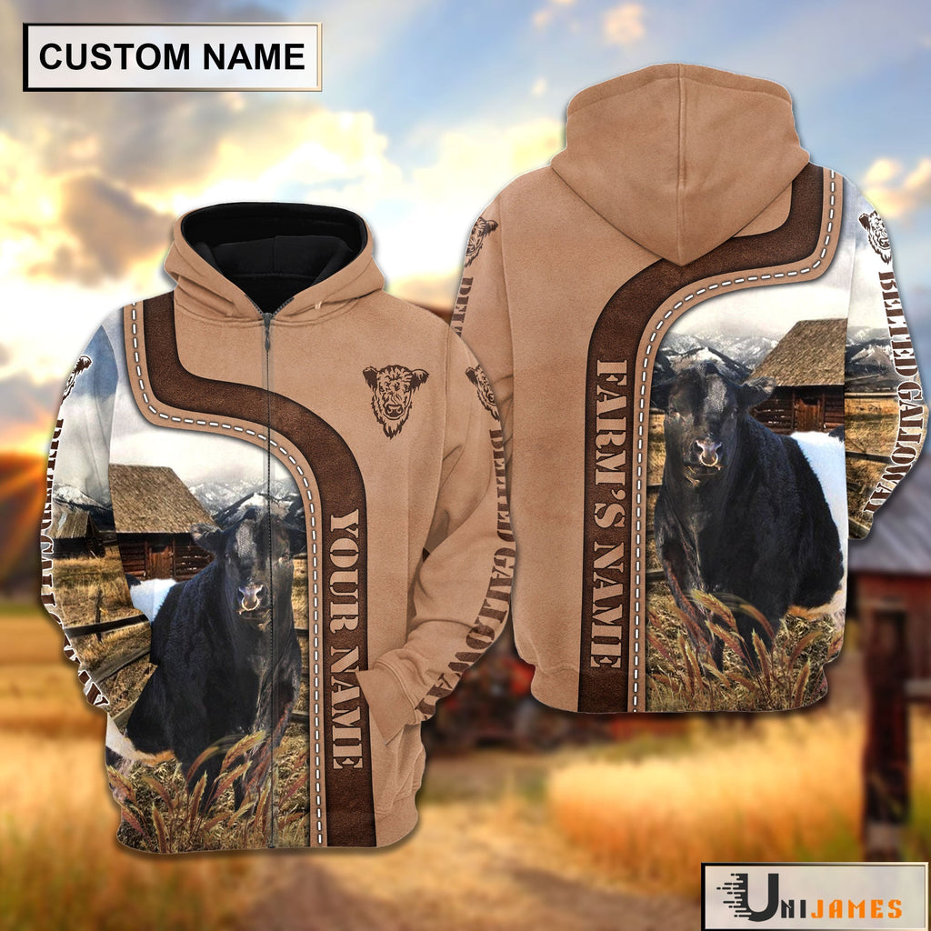 Personalized Name Belted Galloway Light Brown Hoodie