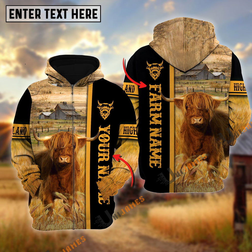 Highland Autumn Farming Personalized Name, Farm Name 3D Hoodie