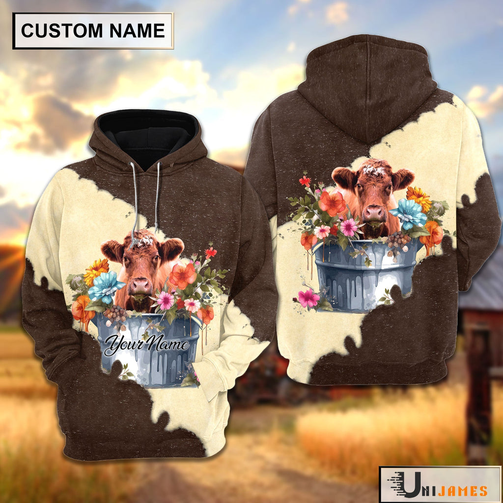 Shorthorn In Bucket Brown Tie Dye Personalized Hoodie