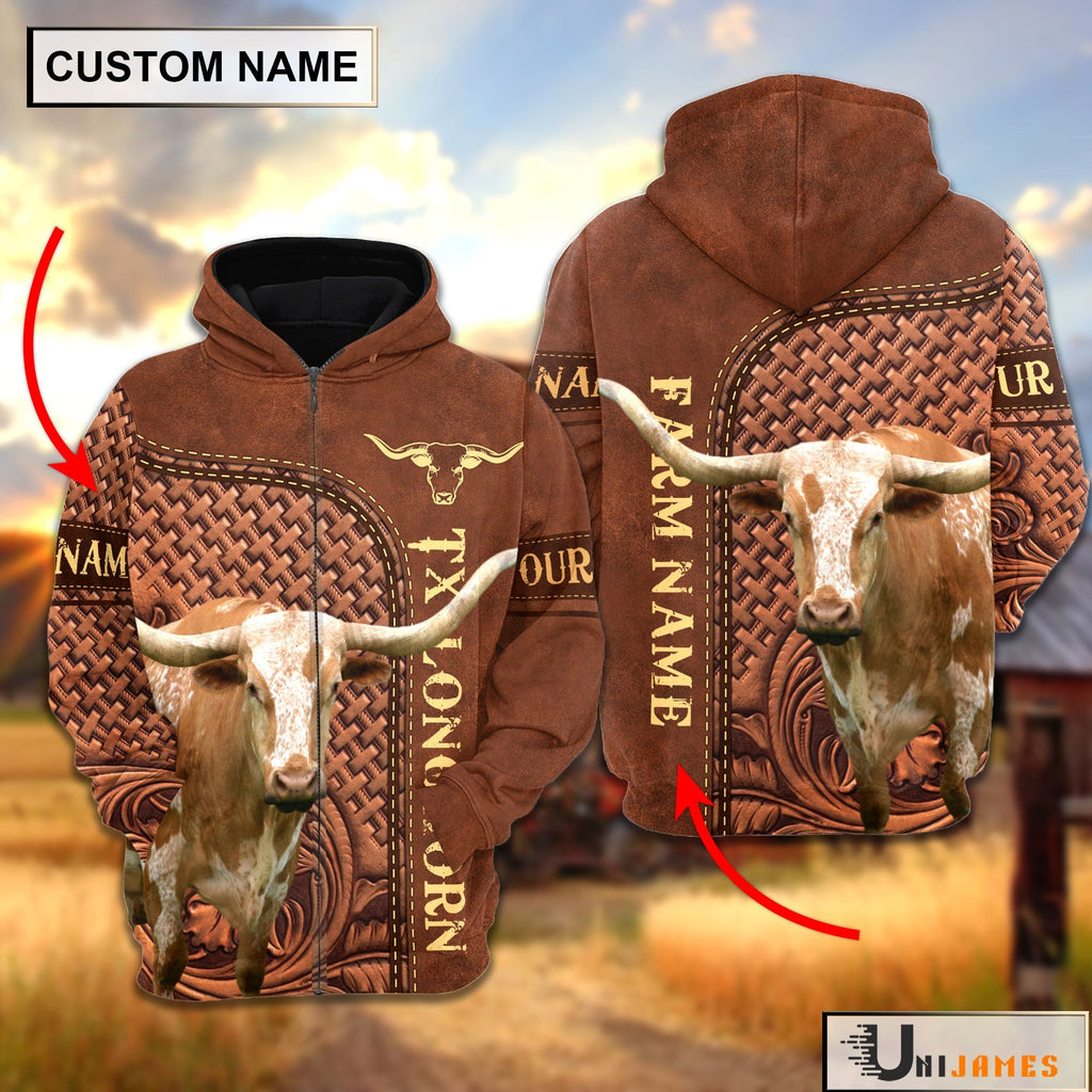 Texas Longhorn Cattle Farming Life Personalized Name & Farm Name Hoodie