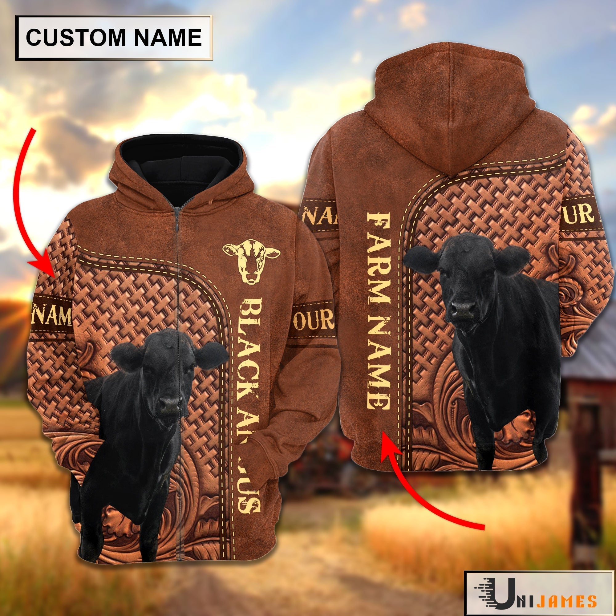 Black Angus Cattle Farming Life Personalized Name & Farm Name Hoodie