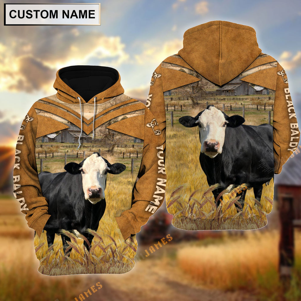 Personalized Name Black Baldy Brown Pattern 3D Hoodie