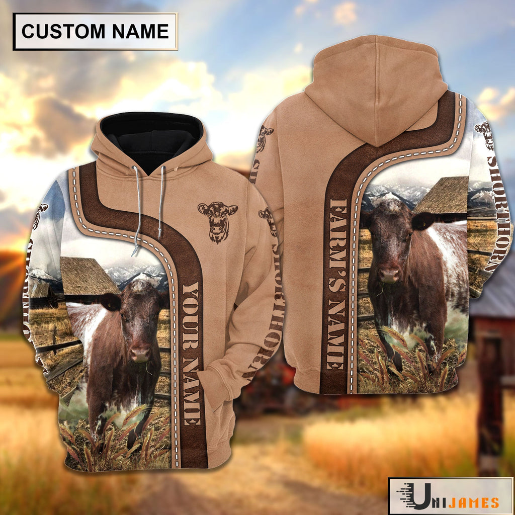 Personalized Name Shorthorn Light Brown Hoodie