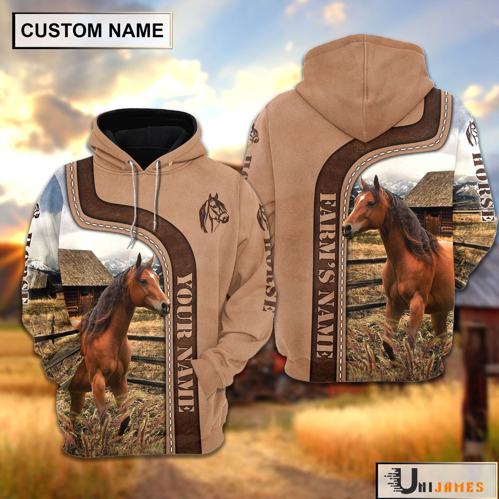 Personalized Name Horse Light Brown Hoodie