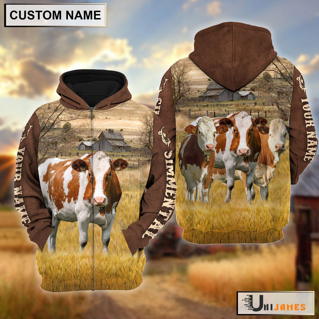 Simmental Brown Sleeve Personalized Hoodie