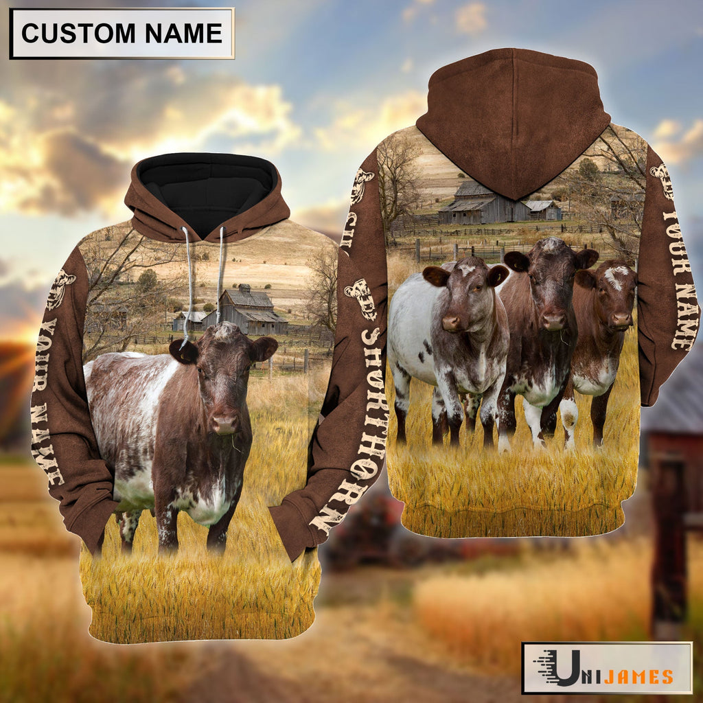 Shorthorn Brown Sleeve Personalized Hoodie