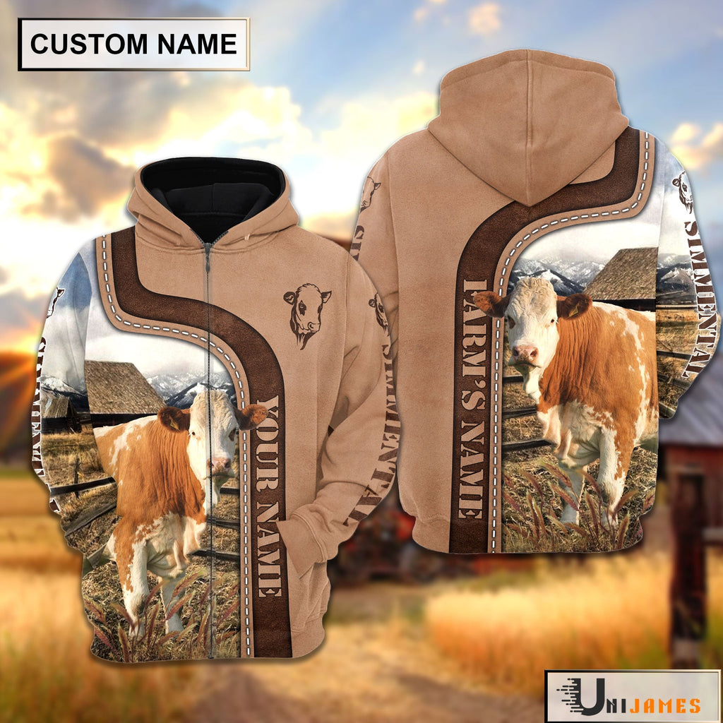 Personalized Name Simmental Light Brown Hoodie