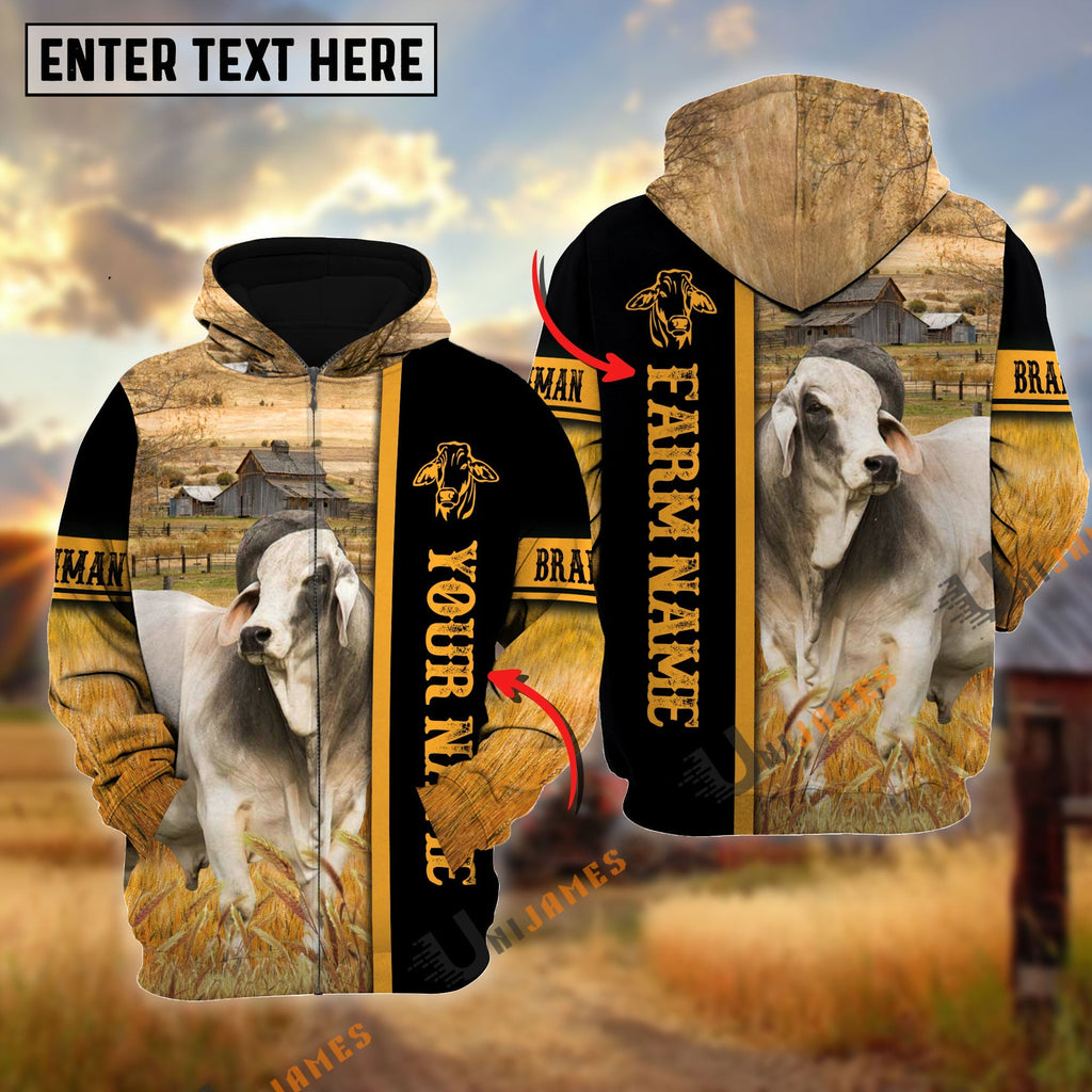 Brahman Autumn Farming Personalized Name, Farm Name 3D Hoodie