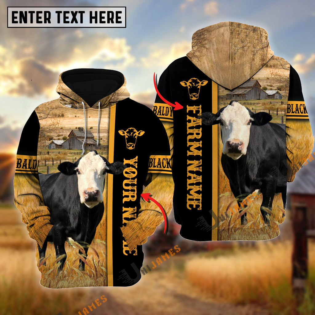 Black Baldy Autumn Farming Personalized Name, Farm Name 3D Hoodie