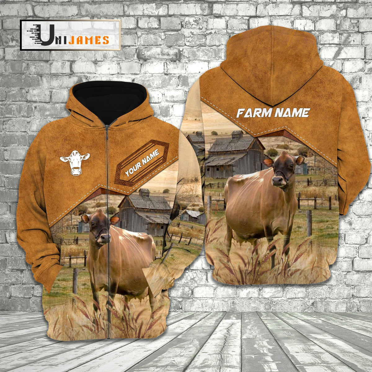 Jersey Cattle Personalized Name Farming Life 3D Hoodie