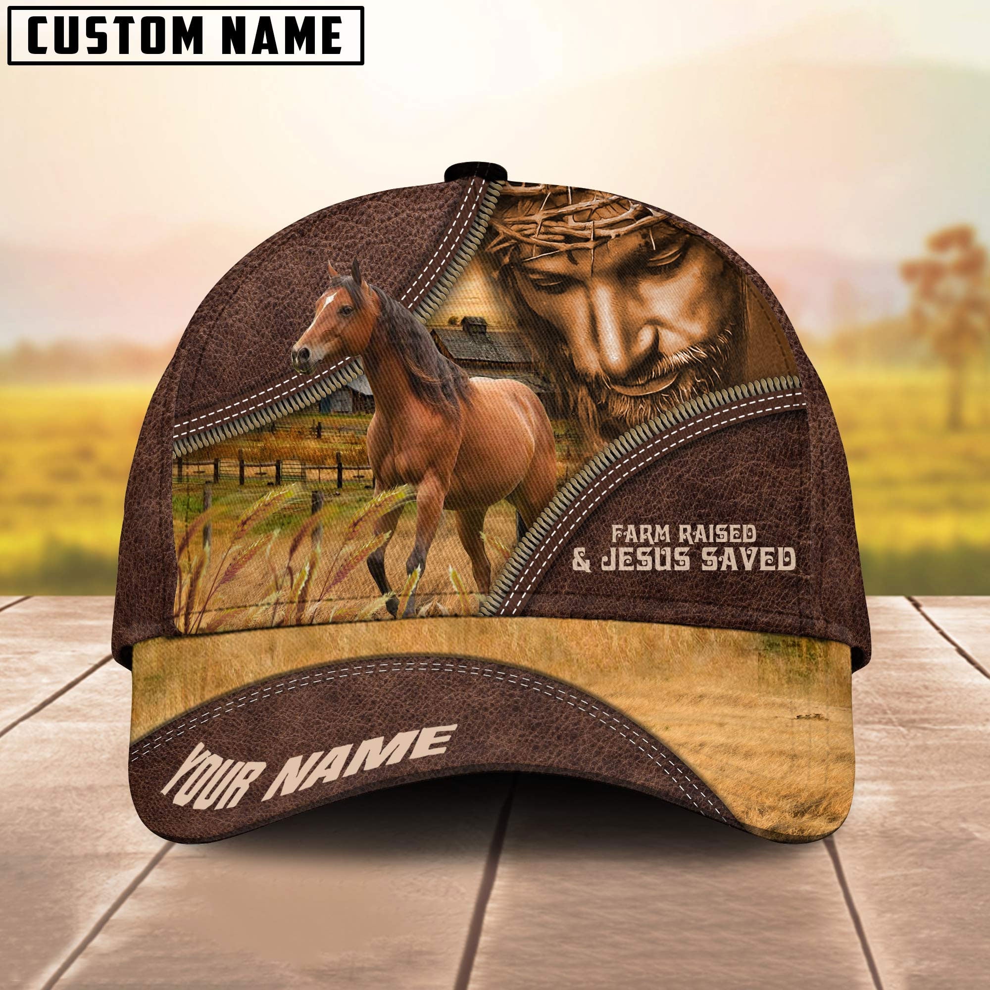 Horse Farm & Jesus Customized Name Cap