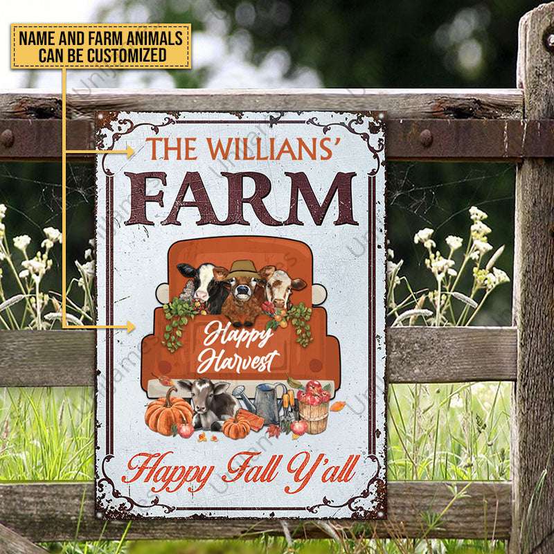Autumn Farm Happy Harvest Happy Fall, Fall Season, Farmhouse, Outdoor Farm Decor, Custom Classic Metal Signs - Decor from [store] by - donkey, farm, goat, Kopy, metal signs, Metal_ Sign, metal_sign, pig, sheep