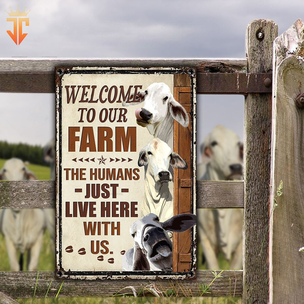 Personalized Name Brahman Cattle Welcome to our farm All Printed 3D Metal Sign