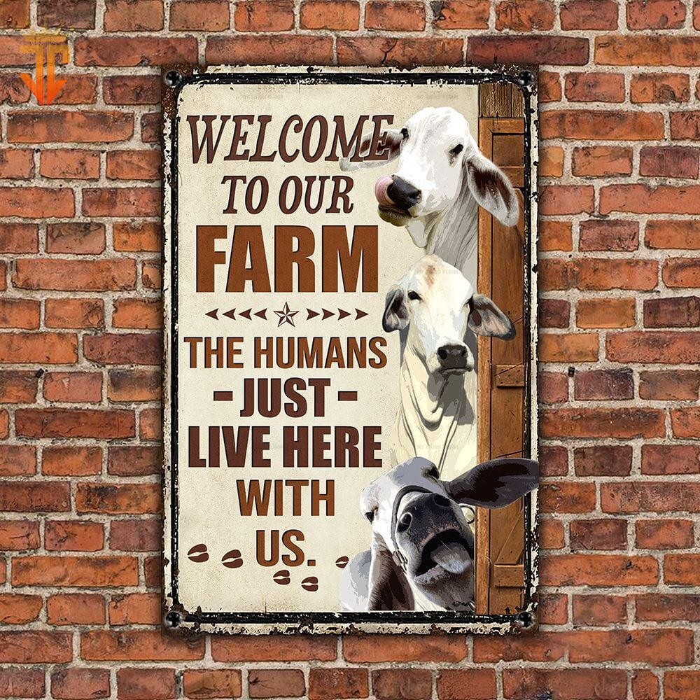 Personalized Name Brahman Cattle Welcome to our farm All Printed 3D Metal Sign