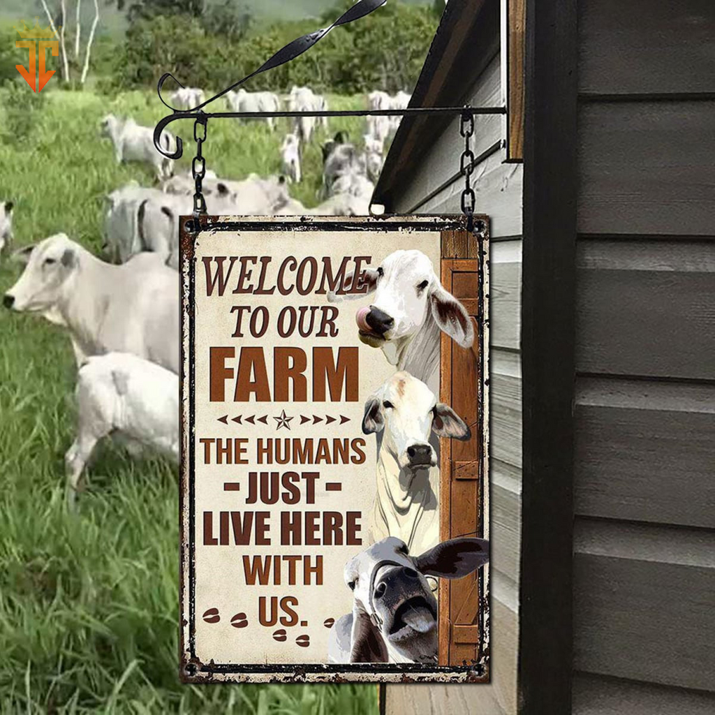Personalized Name Brahman Cattle Welcome to our farm All Printed 3D Metal Sign