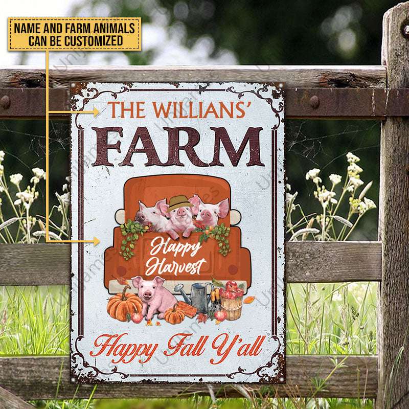 Autumn Farm Happy Harvest Happy Fall, Fall Season, Farmhouse, Outdoor Farm Decor, Custom Classic Metal Signs - Decor from [store] by - donkey, farm, goat, Kopy, metal signs, Metal_ Sign, metal_sign, pig, sheep