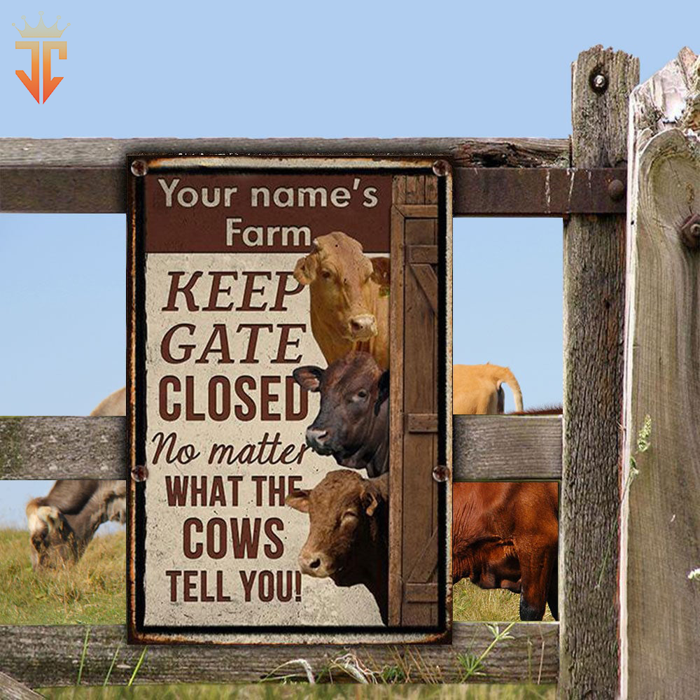 Personalized Beefmaster cattle Welcome to our farm All Printed 3D Metal Sign