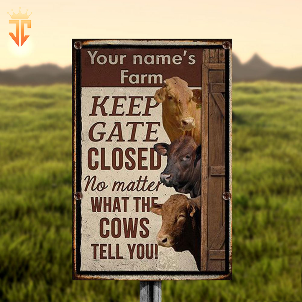 Personalized Beefmaster cattle Welcome to our farm All Printed 3D Metal Sign