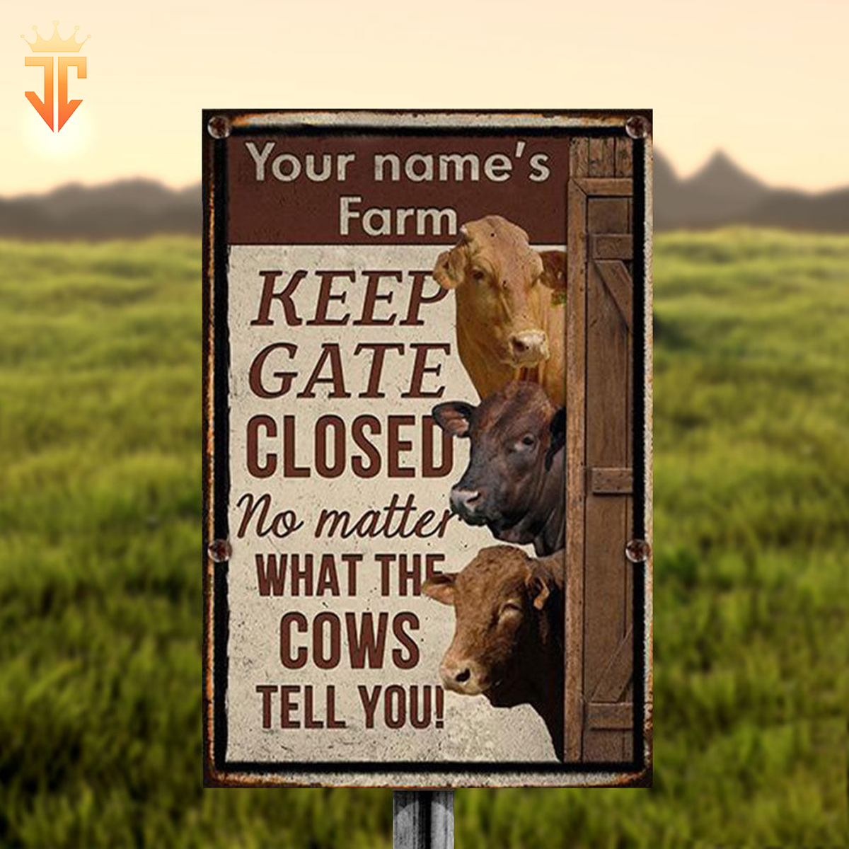 Personalized Beefmaster cattle Welcome to our farm All Printed 3D Metal Sign