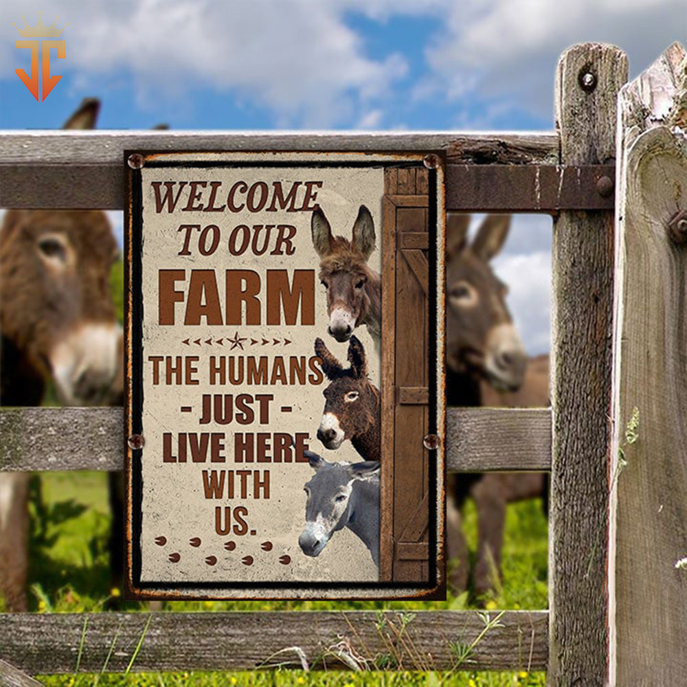 Personalized Donkey Welcome to our farm All Printed 3D Metal Sign