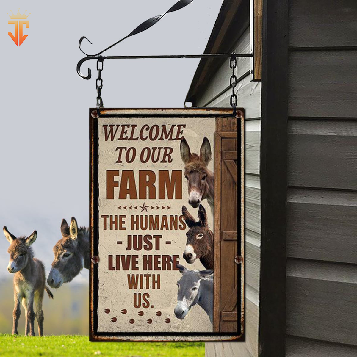 Personalized Donkey Welcome to our farm All Printed 3D Metal Sign