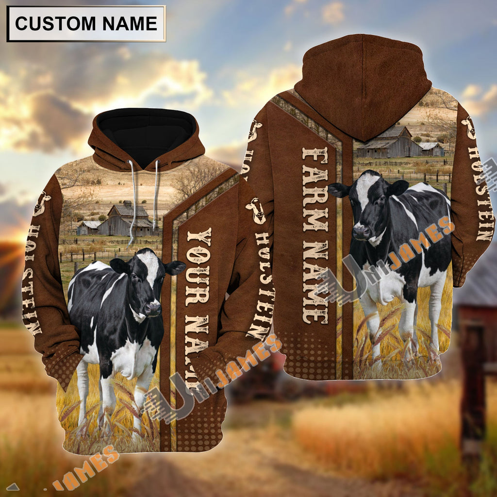 Holstein Personalized Name, Farm Name 3D Hoodie