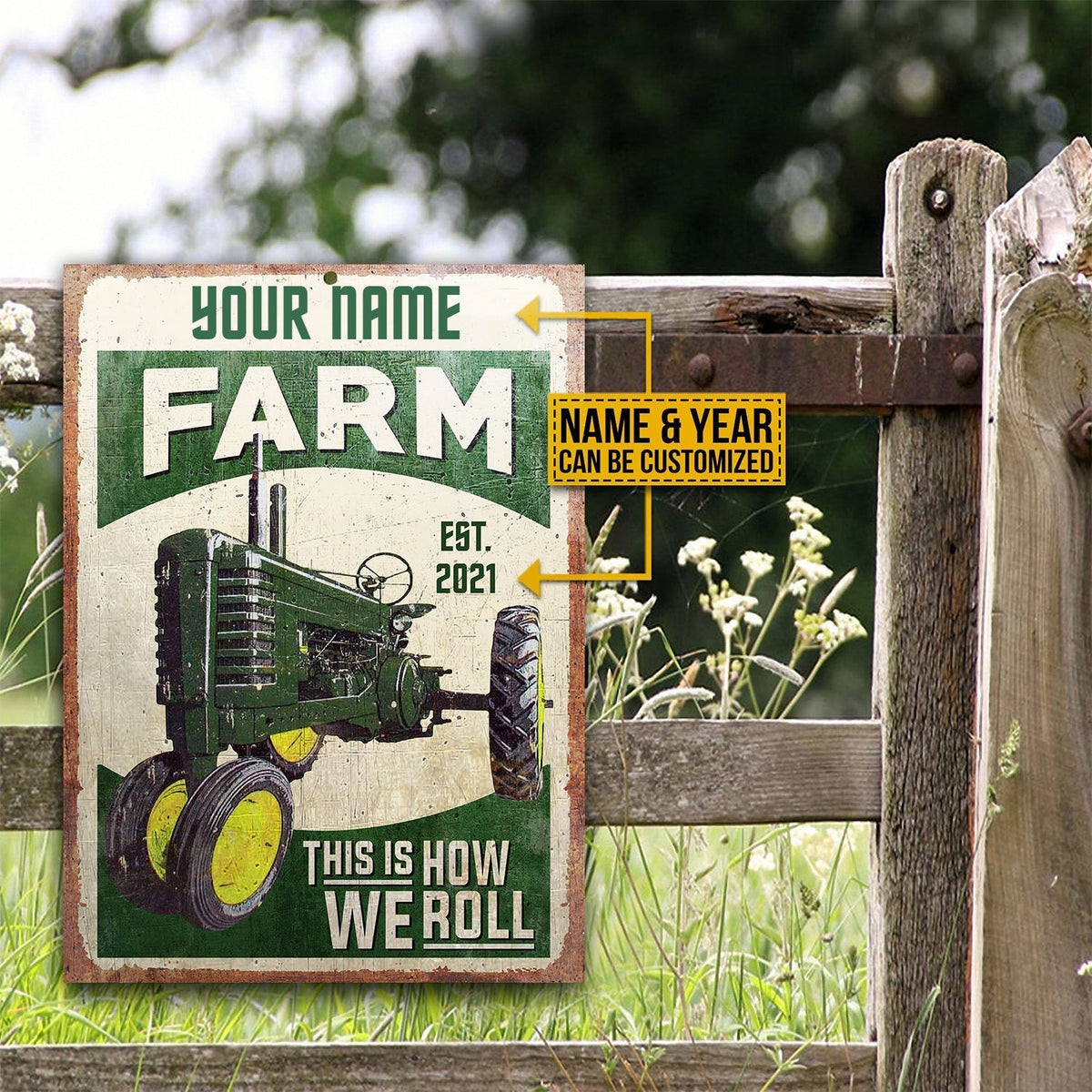 Customized Name Tractor Farm Est 2021 This is How We Roll All Printed 3D Metal Sign