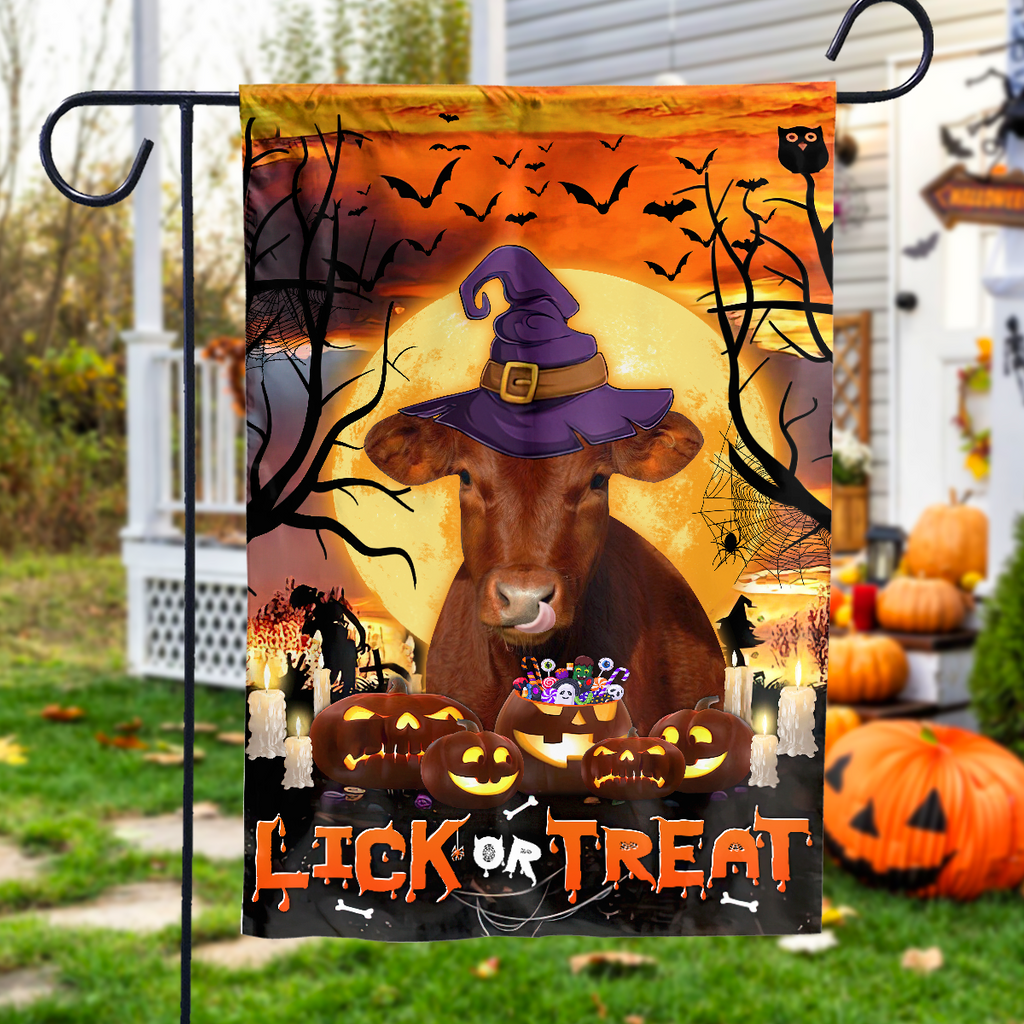 Red Angus Lick Or Treat Flag