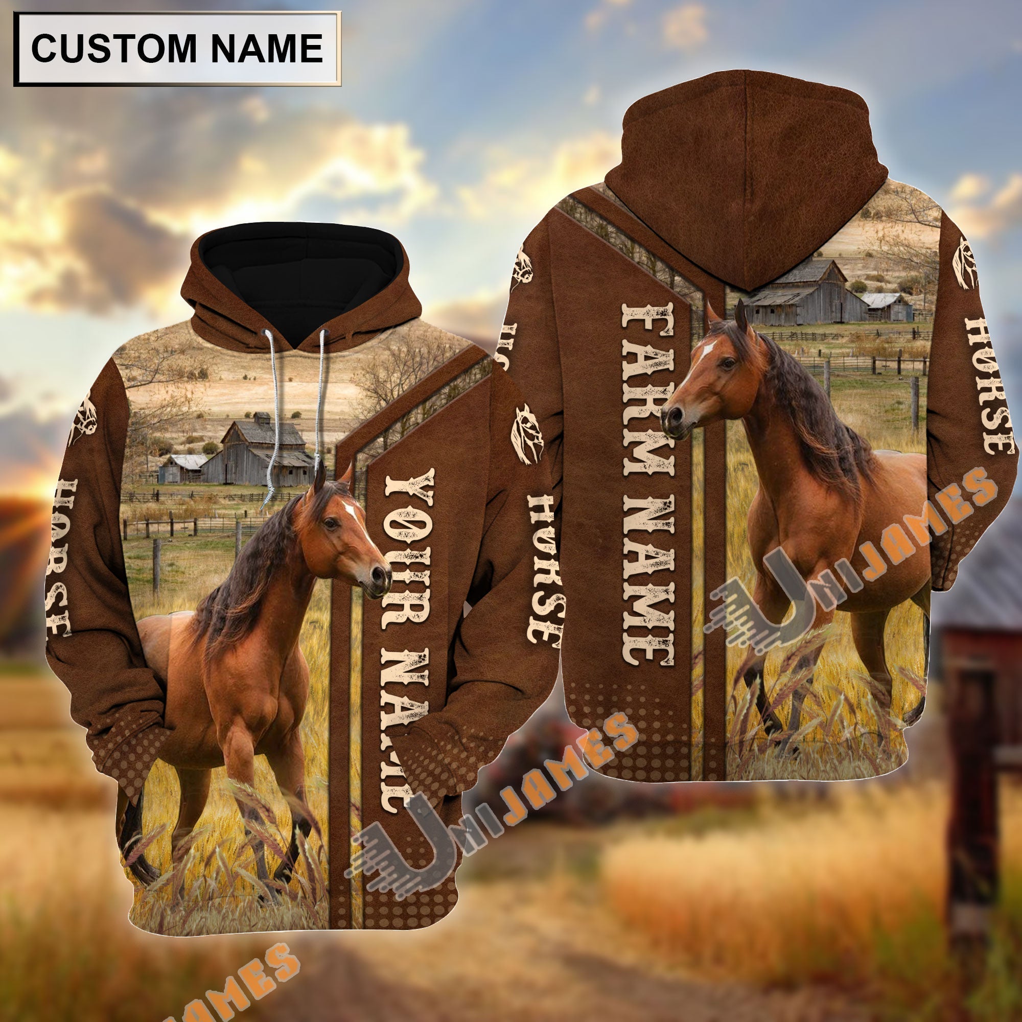 Horse Personalized Name, Farm Name 3D Hoodie