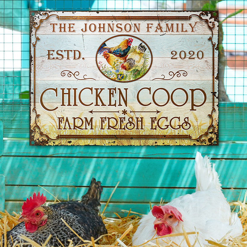 Farm Chicken Coop Fresh Eggs Custom Classic Metal Signs, Farm Sign, Chicken Coop, Farm Decor