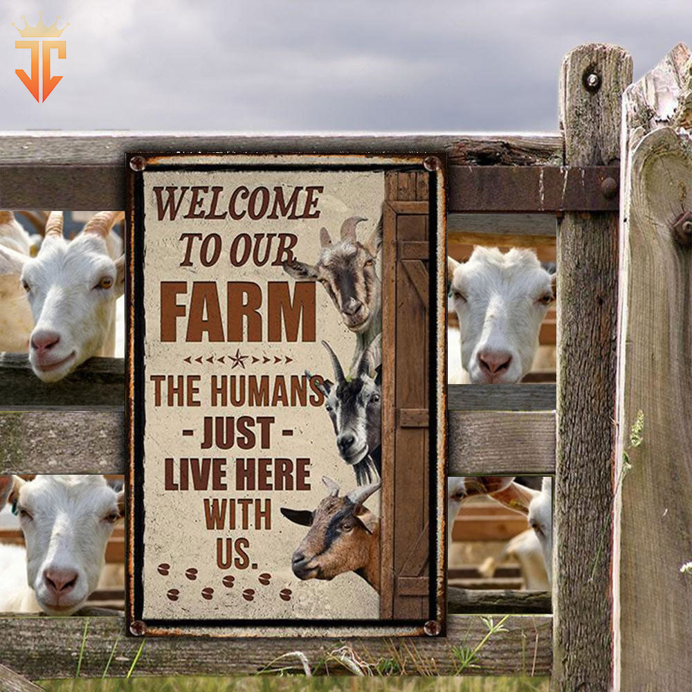 Personalized Goat Welcome to our farm All Printed 3D Metal Sign