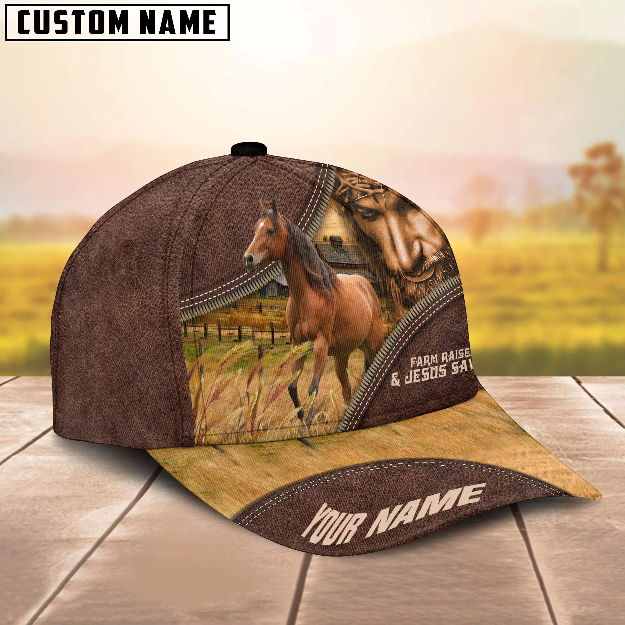 Horse Farm & Jesus Customized Name Cap