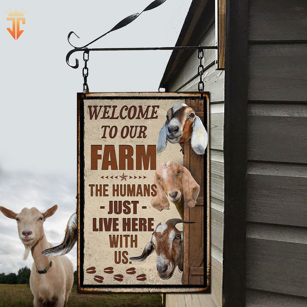 Personalized Nubian Goat Welcome to our farm All Printed 3D Metal Sign