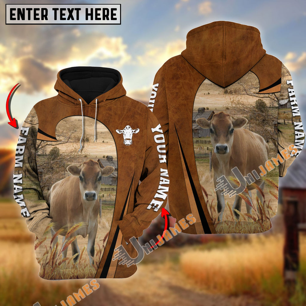 Personalized Name, Farm Name Jersey Premium Brown Pattern Hoodie