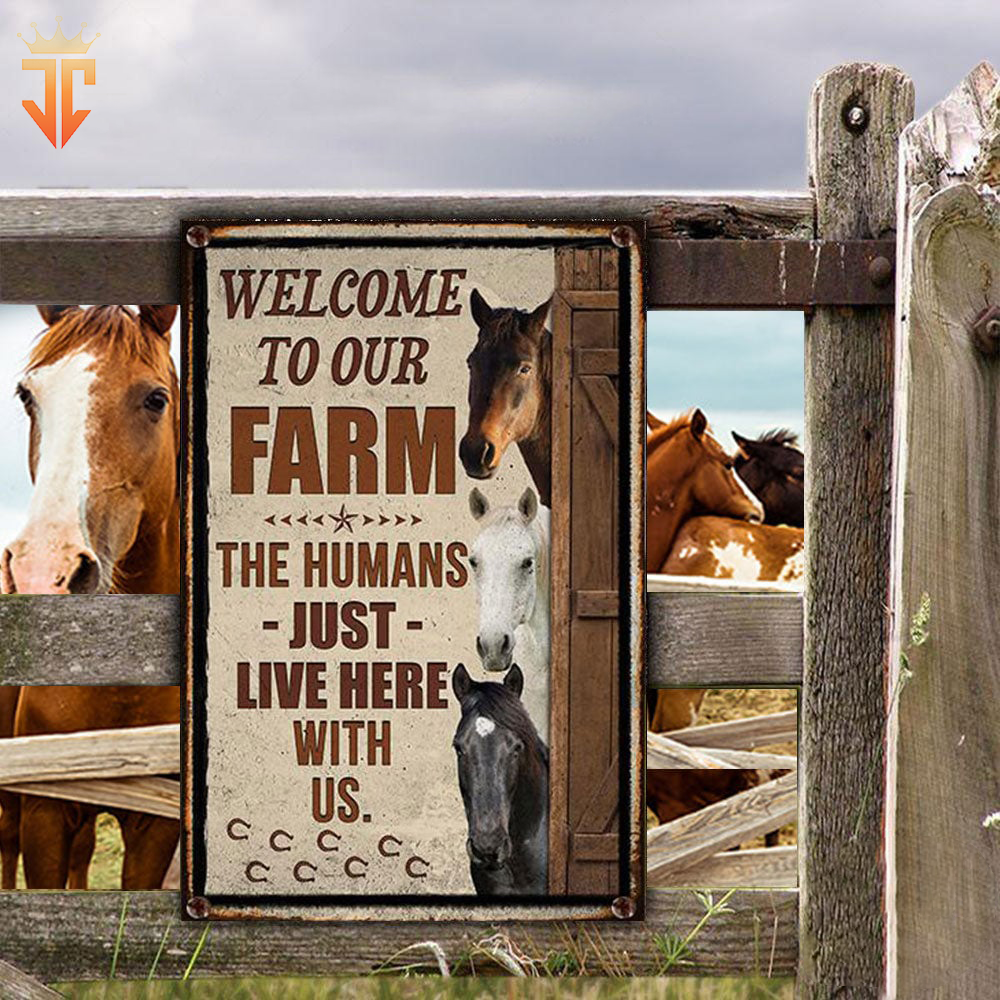 Personalized Name Horse Welcome to Our Farm All Printed 3D Metal Sign