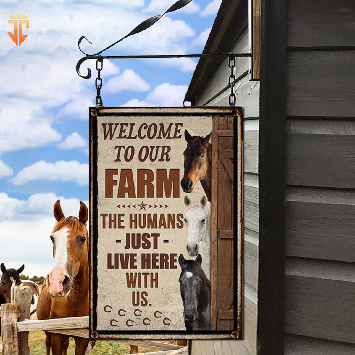 Personalized Name Horse Welcome to Our Farm All Printed 3D Metal Sign