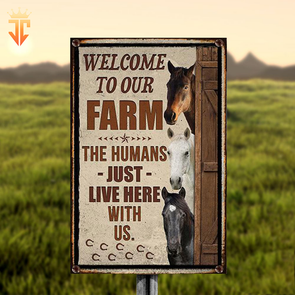 Personalized Name Horse Welcome to Our Farm All Printed 3D Metal Sign