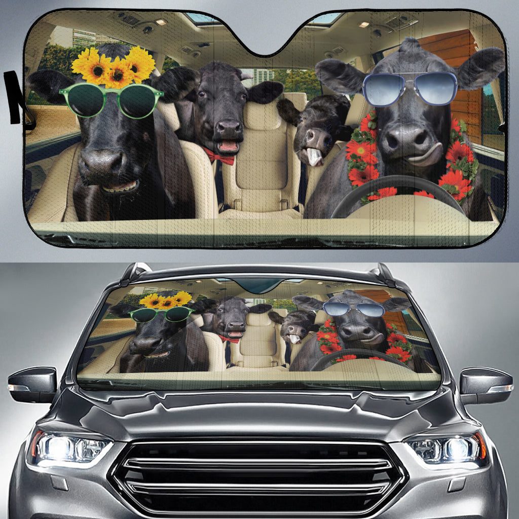 Driving BLACK ANGUS FUNNY All Over Printed 3D Sun Shade
