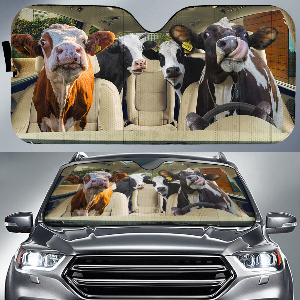 Driving Holstein Cattle All Over Printed 3D Sun Shade