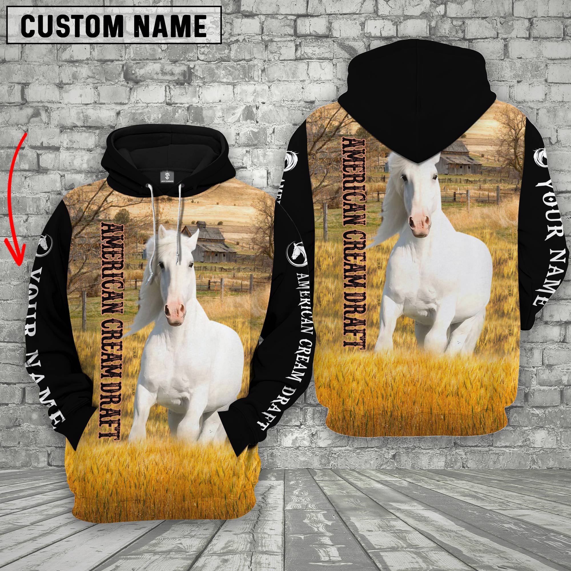 Personalized Name American Cream Draft Horse House On The Farm 3D Hoodie