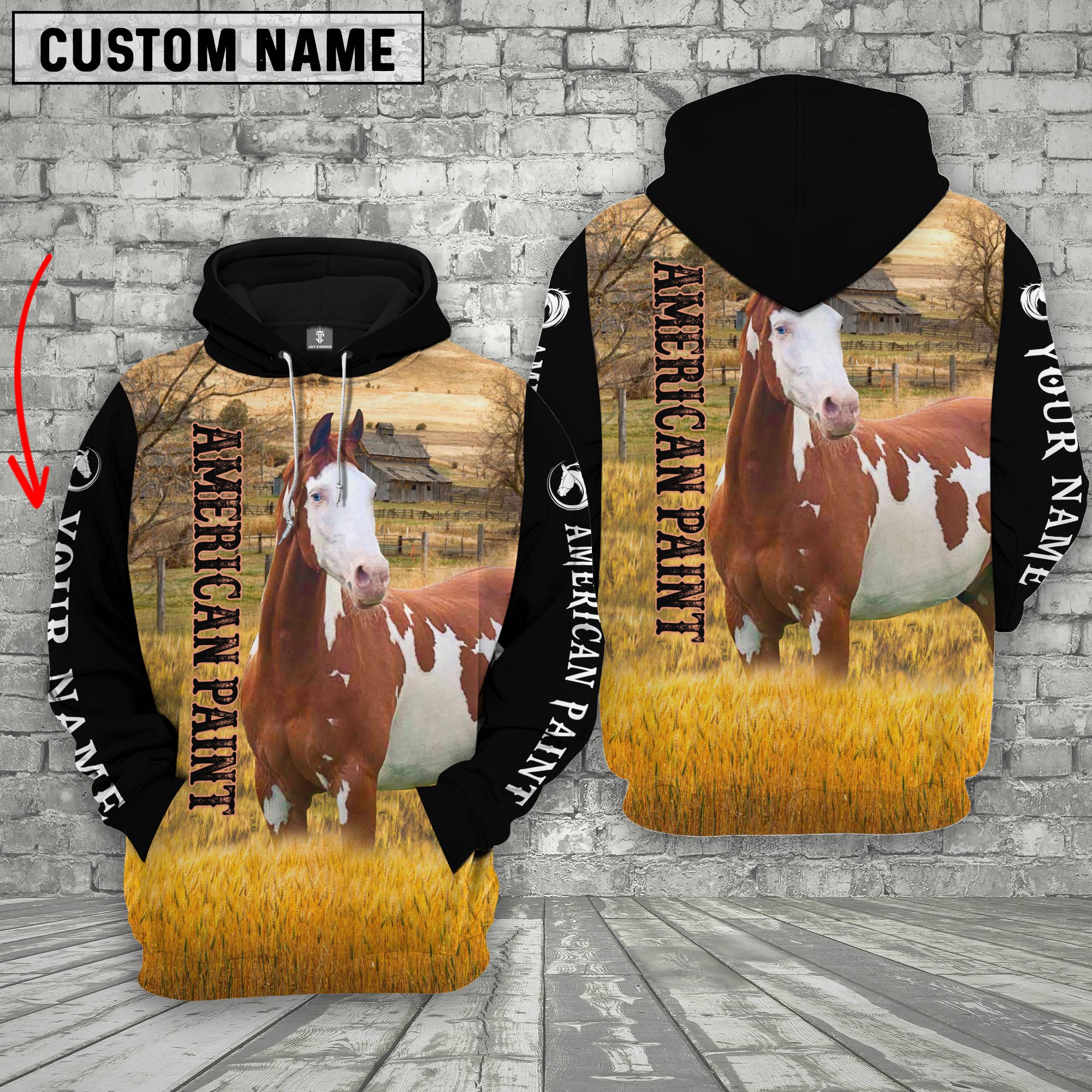 Personalized Name American Paint Horse House On The Farm 3D Hoodie