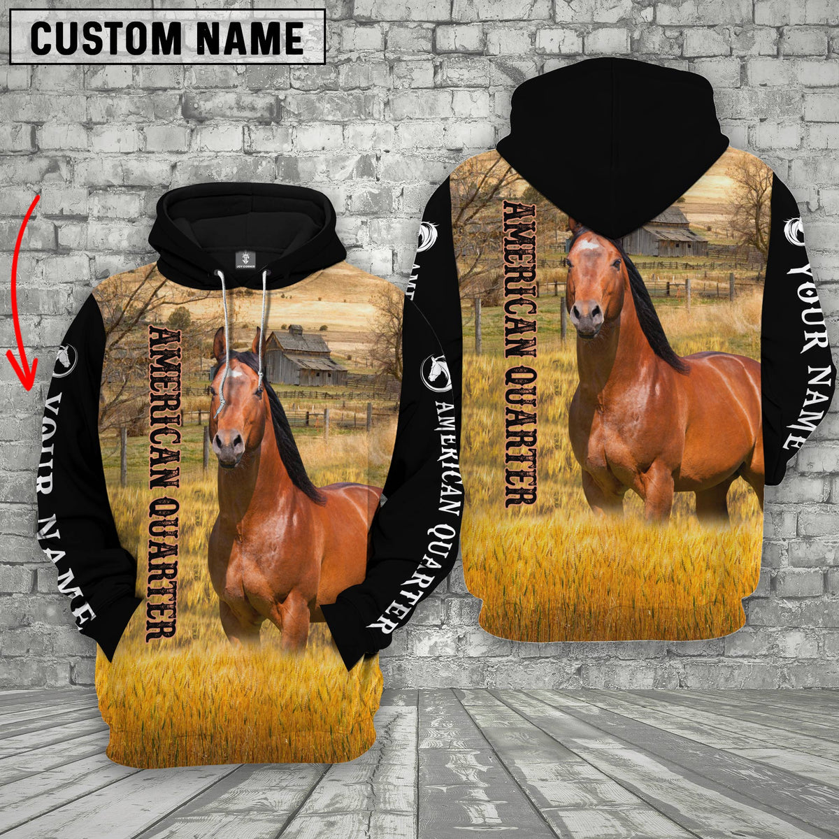 Personalized Name American Quarter Horse House On The Farm 3D Hoodie