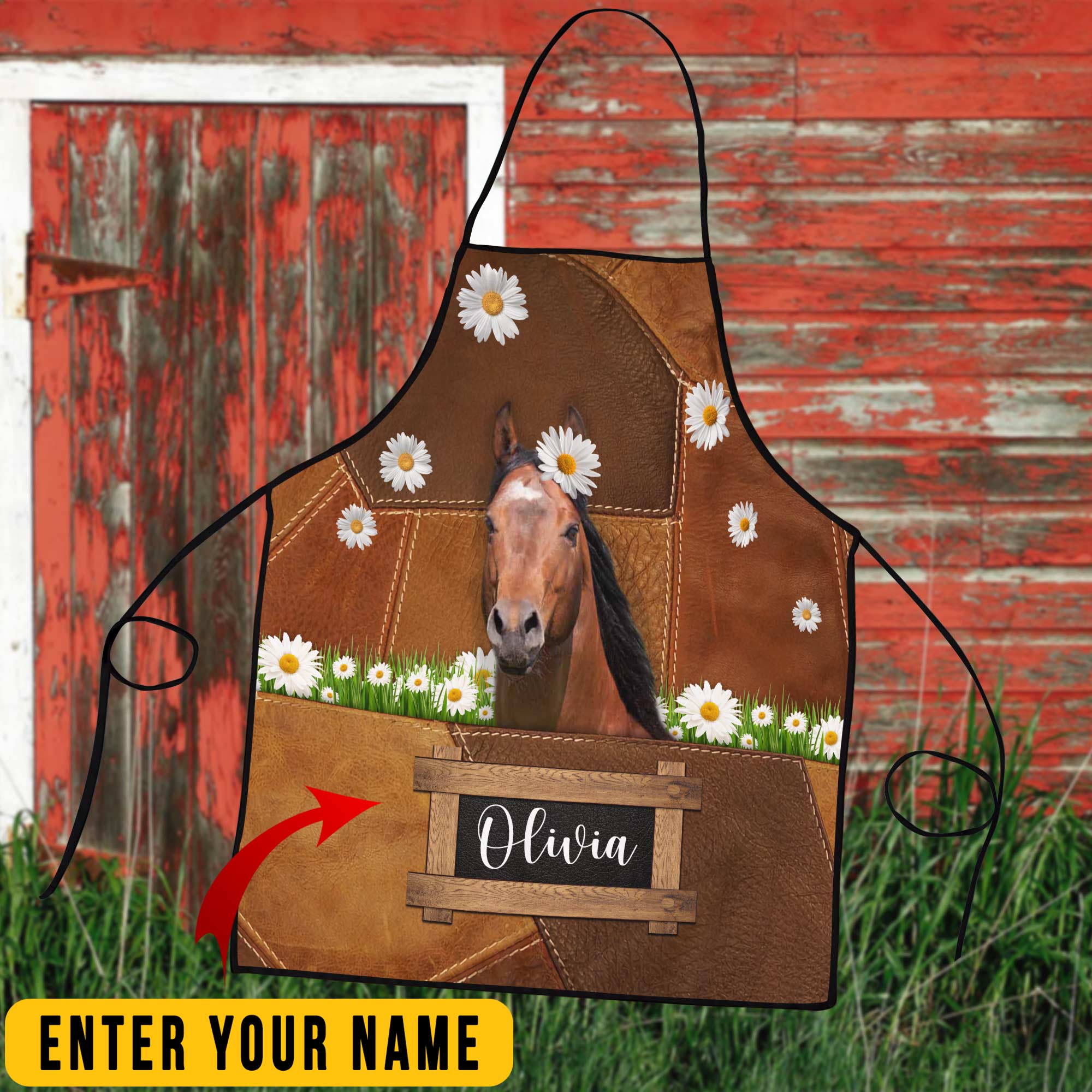 Personalized Name American Quarter Horse All Over Printed 3D Apron