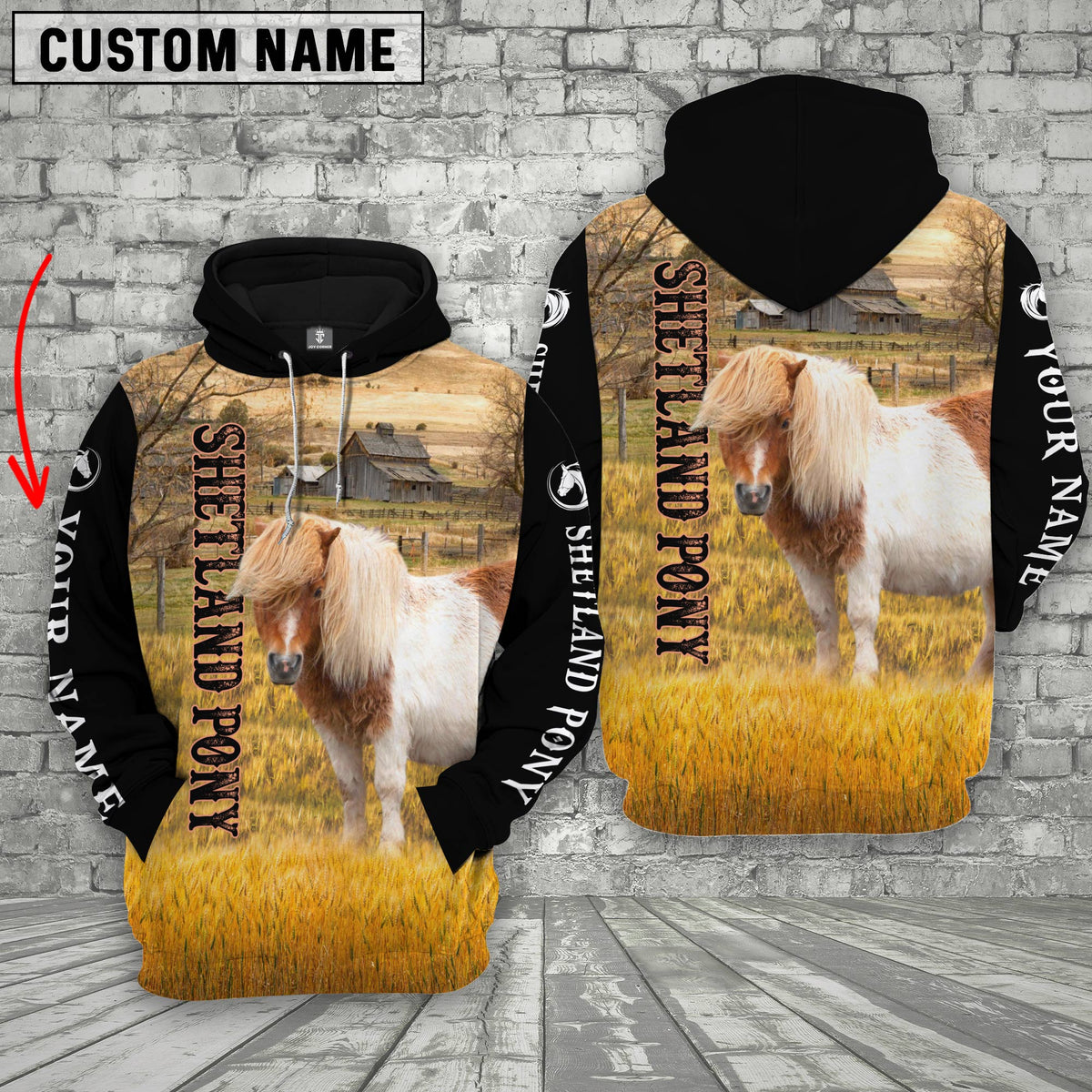 Personalized Name American Shetland Pony House On The Farm 3D Hoodie